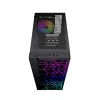 PC korpusas GEMBIRD Fornax 2500 Midi Tower juodas — ATX/ITX, grūdintas stiklas, RGB, 3x120mm priekyje, 2x2,5 colio vietos