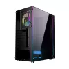 PC korpusas GEMBIRD Fornax 2500 Midi Tower juodas — ATX/ITX, grūdintas stiklas, RGB, 3x120mm priekyje, 2x2,5 colio vietos