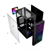 PC korpusas GEMBIRD Fornax 2500 Midi Tower juodas — ATX/ITX, grūdintas stiklas, RGB, 3x120mm priekyje, 2x2,5 colio vietos