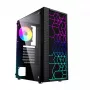 PC korpusas GEMBIRD Fornax 2500 Midi Tower juodas — ATX/ITX, grūdintas stiklas, RGB, 3x120mm priekyje, 2x2,5 colio vietos