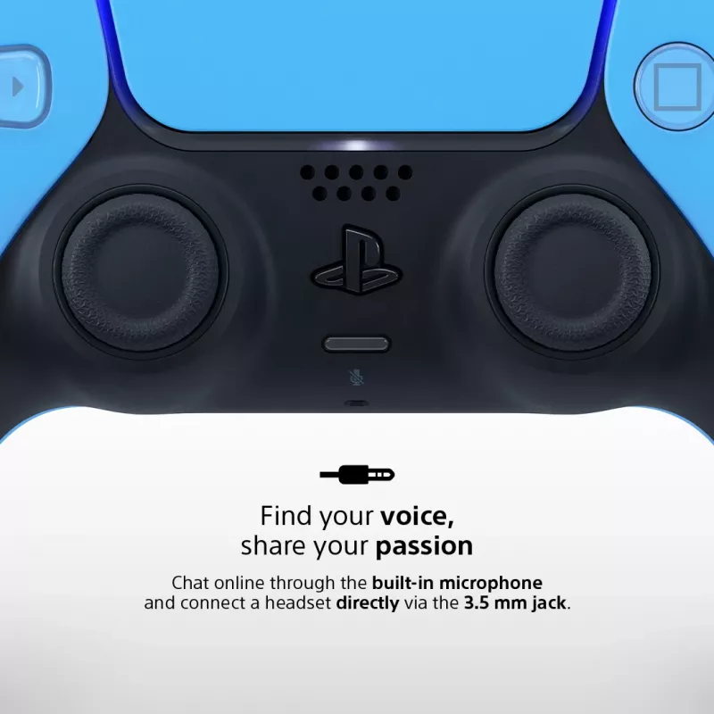 Valdiklis Sony DualSense v3 Mėlynas — Bluetooth/USB, USB-C, įmontuota baterija, PlayStation 5