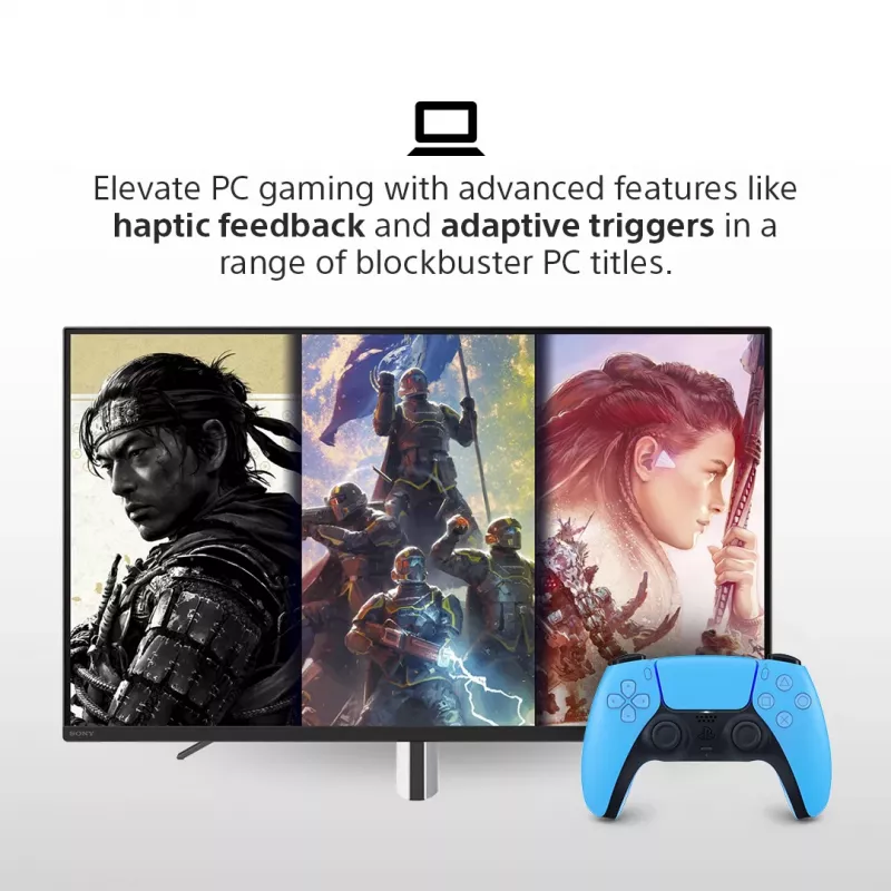 Valdiklis Sony DualSense v3 Mėlynas — Bluetooth/USB, USB-C, įmontuota baterija, PlayStation 5