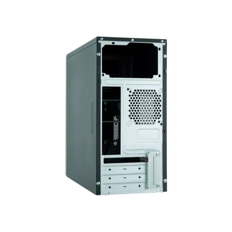 PC korpusas CHIEFTEC ATX Mini-Tower Alu Brossé SECC juodas — Micro ATX, 2×3,5 colio lizdai, 2×5,25 colio lizdai, USB 2.0 + 2×USB 3.2 Gen1