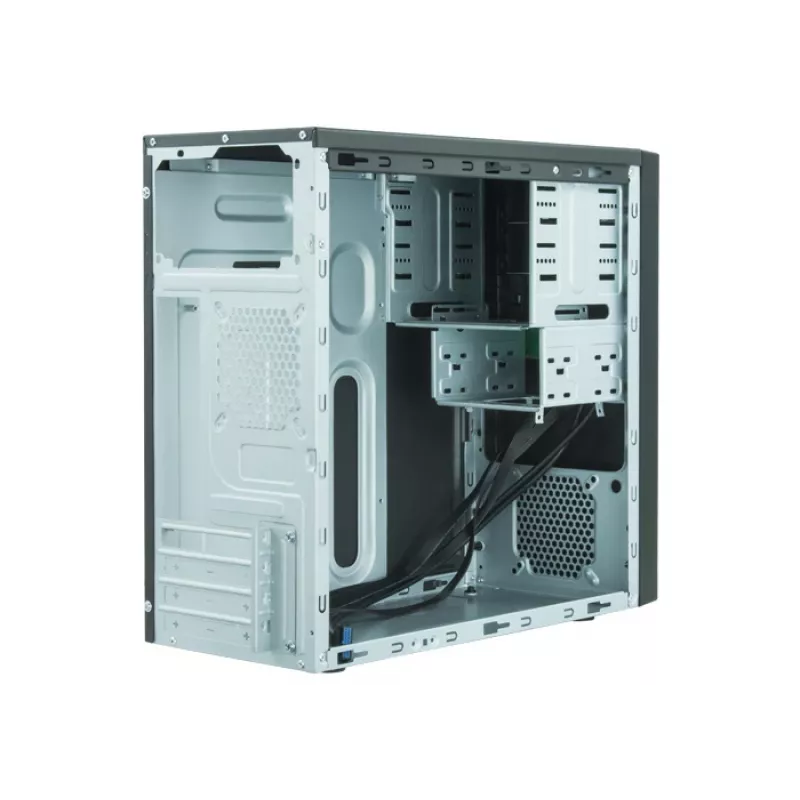 PC korpusas CHIEFTEC ATX Mini-Tower Alu Brossé SECC juodas — Micro ATX, 2×3,5 colio lizdai, 2×5,25 colio lizdai, USB 2.0 + 2×USB 3.2 Gen1