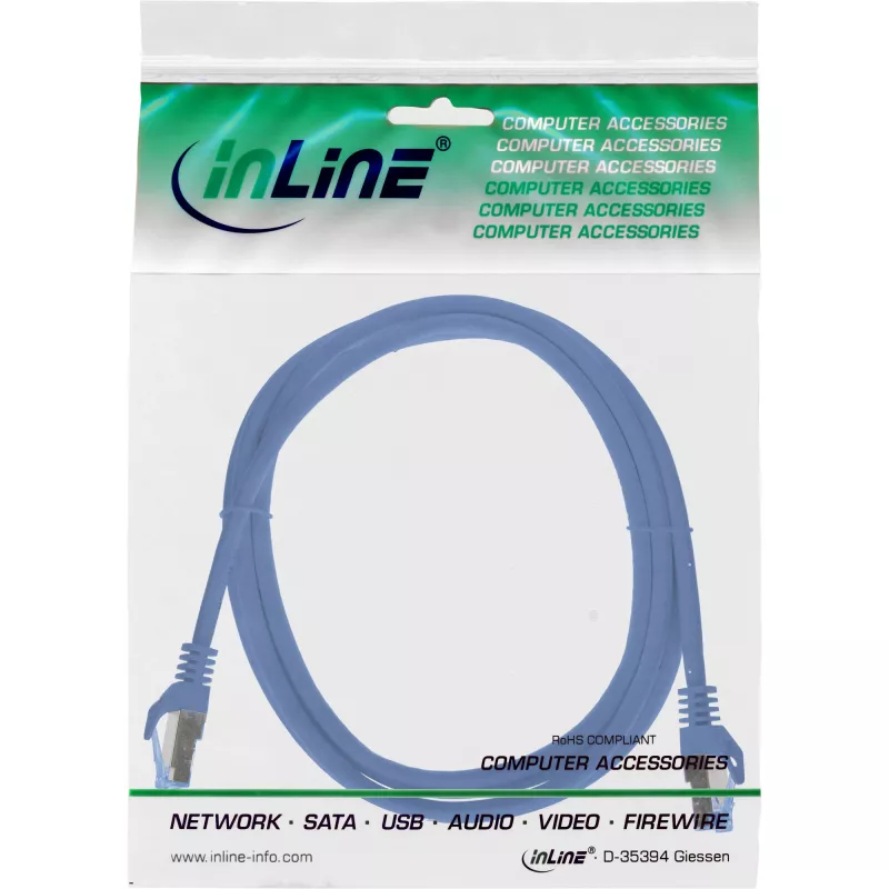 InLine 72603B tinklo laidas Mėlyna 3 m Cat6a S/FTP (S-STP)