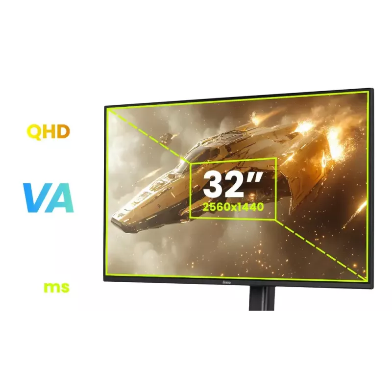 Monitorius IIYAMA G-MASTER GB3295QSU-B1 31,5 col. (80 cm) Quad HD 2560x1440 LED, garsiakalbiai, USB 3.2 šakotuvas, aukščio reguliavimas, VESA
