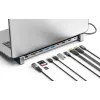 Manhattan USB-C dokų stotelė / centras su kortelių skaitytuvu ir MST, 7 prievadai: Ethernet, HDMI (2x 4K@60Hz), USB-A (3x), USB-C, Power Delivery 100W (reikalingas išorinis USB-C įkroviklis, nepridedamas)