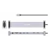 Manhattan USB-C dokų stotelė / centras su kortelių skaitytuvu ir MST, 7 prievadai: Ethernet, HDMI (2x 4K@60Hz), USB-A (3x), USB-C, Power Delivery 100W (reikalingas išorinis USB-C įkroviklis, nepridedamas)