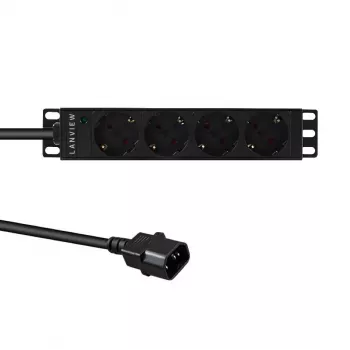 Rack PDU Lanview LVR-2MSCH-SCH-C13-4 – 1U, 10 colių maitinimo skirstytuvas su 4 Schuko lizdais