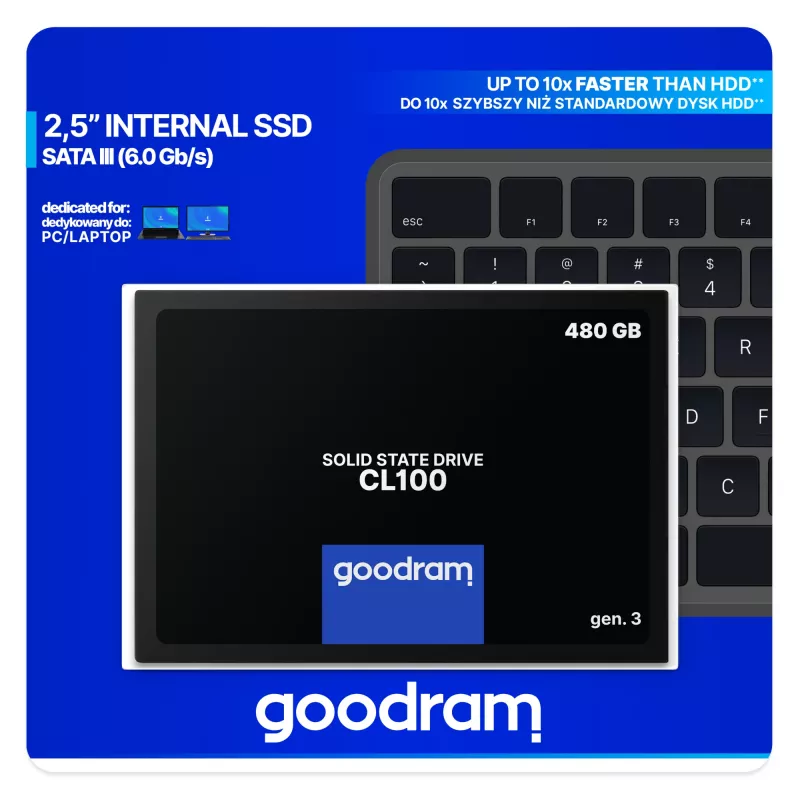 Goodram CL100 gen.3 480 GB 2,5 colio Serial ATA III 3D NAND SSD