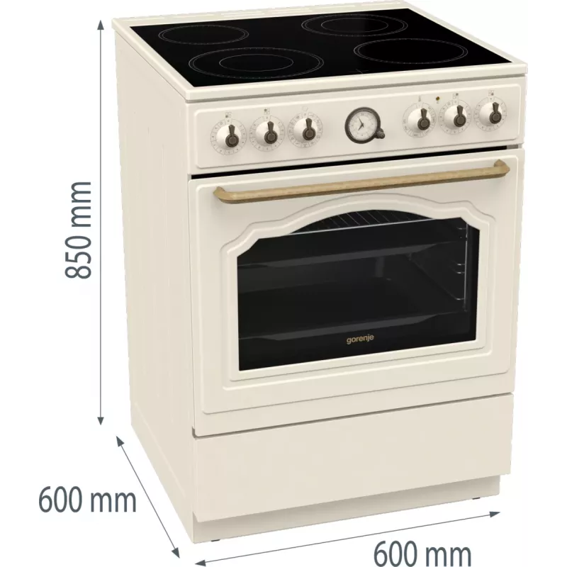 Gorenje GECS6B70CLI Laisvai pastatoma viryklė su keramine kaitlente, smėlio spalvos