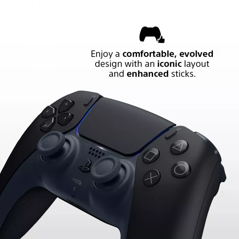 Žaidimų pultas Sony DualSense v3 Juodas — Bluetooth/USB, PS5, įmontuota baterija, USB-C, laidinis ir belaidis