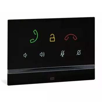 Vidinė vaizdo domofono plokštė 2N Indoor Talk Black – laidinė, grūdinto stiklo korpusas, montuojama ant sienos, 185×128×48,2 mm