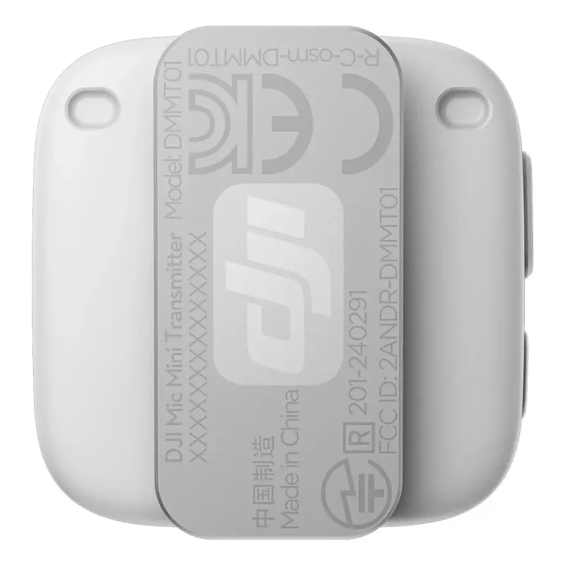 Belaidis kūno mikrofonas siųstuvas DJI CP.RN.00000430.01 — 100–20000 Hz, 3,87 V baterija, iki 11,5 h, baltas, 26,1×26,6×16 mm