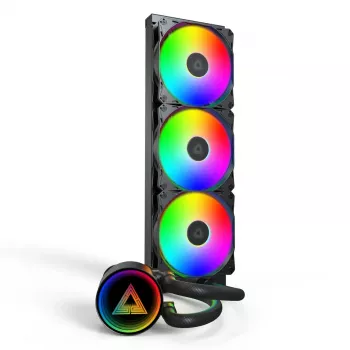 Montech LightFlow ARGB 360 procesoriaus vandens aušintuvas 360 mm 3x120 mm ventiliatoriai ARGB juodas