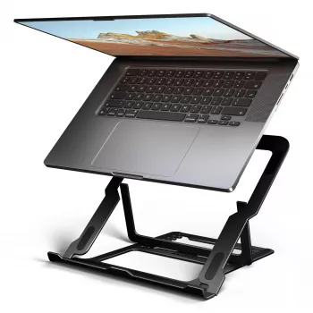 Stovas nešiojamam kompiuteriui Axagon STND-LAB aliumininis, 10 inch–17,3 inch, aštuoni aukščio ir kampo reguliavimai, juodas
