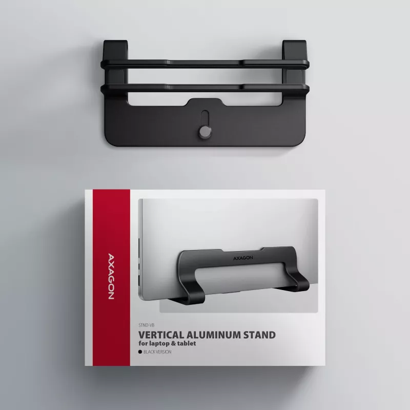 Vertikalus stovas nešiojamam kompiuteriui Axagon STND-VB, aliuminis, 10 inch–17,3 inch, juodas