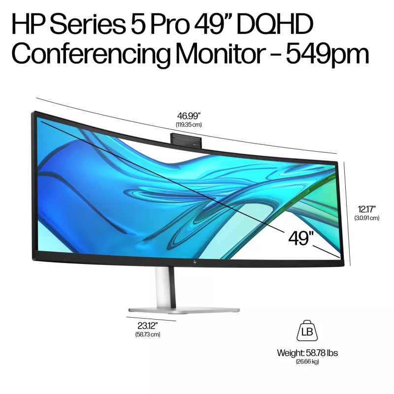 HP Series 5 Pro 49 col. DQHD konferencinis monitorius - 549pm, 124,5 cm (49 col.), 5120 x 1440 pikselių, Dual QHD, LCD, 5 ms, juodas