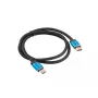HDMI kabelis LANBERG CA-HDMI-P20CU-0010-BK 1 m, HDMI Type A kištukas–kištukas, HDMI 2.0, 18 Gbit/s, ARC, auksuoti kontaktai, juodas/mėlynas