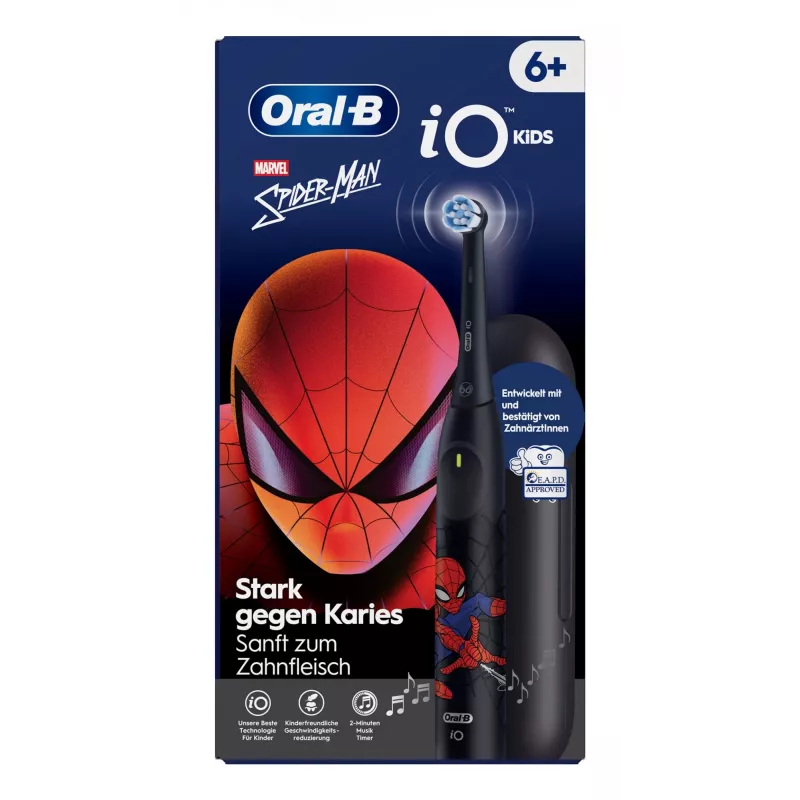 Oral-B iO Kids Spiderman vaikiškas besisukantis dantų šepetėlis juodas