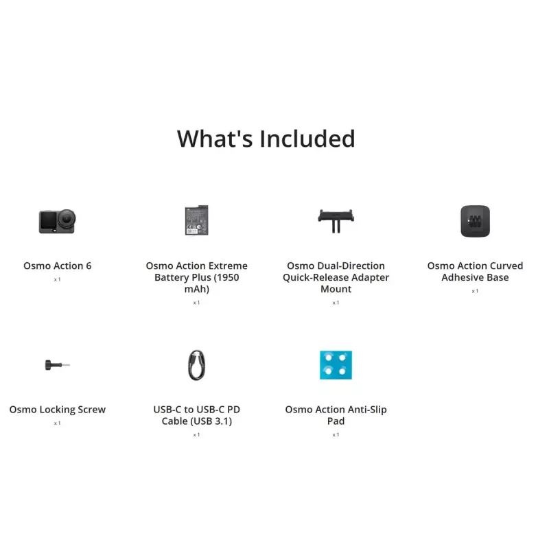 Veiksmo kamera DJI Osmo Action 6 Standard Combo – 38 MP CMOS, 4K Ultra HD, 155° FOV, 2x skaitmeninis priartinimas