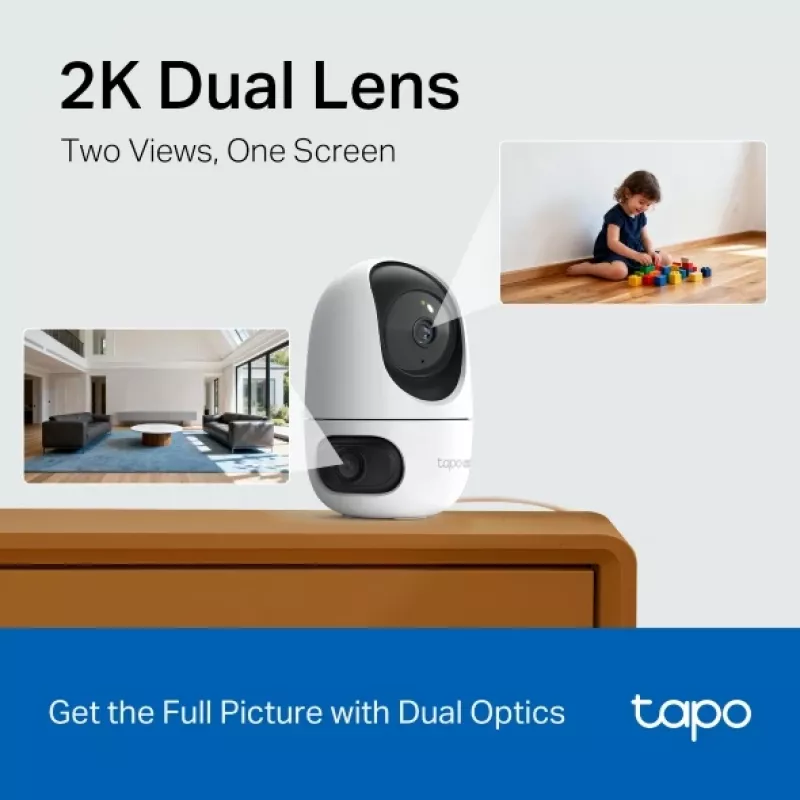 IP vaizdo stebėjimo kamera TP-Link Tapo C245D 2304×1296, 3,1 mm objektyvas, 104,3° horizontalus, lubų/sienos montavimas, belaidė, vidaus, balta