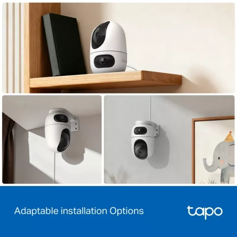 IP vaizdo stebėjimo kamera TP-Link Tapo C245D 2304×1296, 3,1 mm objektyvas, 104,3° horizontalus, lubų/sienos montavimas, belaidė, vidaus, balta