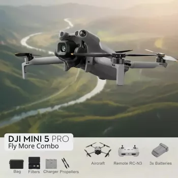 DJI MINI 5 PRO Fly More Combo (RC-N3) lengvas 249 g dronas su 50 MP jutikliu, Lidar, 3 akumuliatoriais, nuotolinio valdymo pultu
