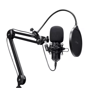 Podcast mikrofonas TRUST GXT 270 Emita II+ – kondensatorinis, USB, laidinis, metalinis korpusas, juodas, 2,5 m kabelis