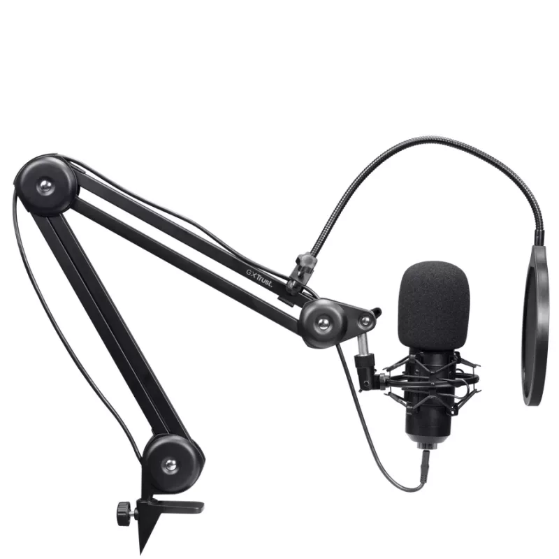 Podcast mikrofonas TRUST GXT 270 Emita II+ – kondensatorinis, USB, laidinis, metalinis korpusas, juodas, 2,5 m kabelis