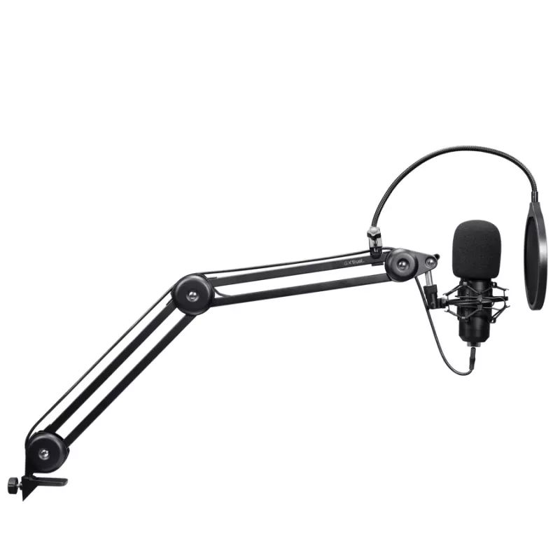 Podcast mikrofonas TRUST GXT 270 Emita II+ – kondensatorinis, USB, laidinis, metalinis korpusas, juodas, 2,5 m kabelis