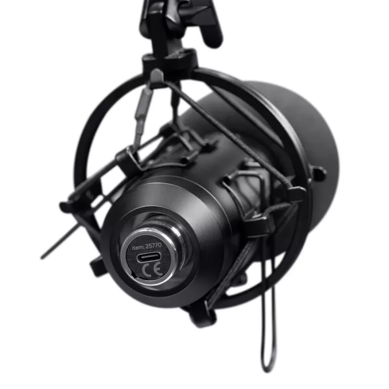Podcast mikrofonas TRUST GXT 270 Emita II+ – kondensatorinis, USB, laidinis, metalinis korpusas, juodas, 2,5 m kabelis