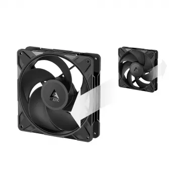 140 mm ventiliatorius Arctic Freezer P14 Pro Reverse — 166,5 m³/h, 5,1 mmH₂O, Fluid Dynamic Bearing, A‑RGB, PWM, juodas, su kabelio dalikliu