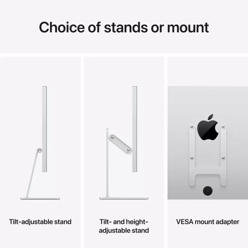 Monitorius Apple Studio Display 27 colių (68,6 cm) 5K Ultra HD LED, Nano-texture stiklas, VESA tvirtinimo adapteris, Sidabrinis