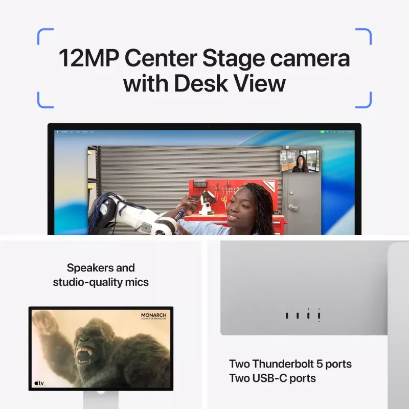 Monitorius Apple Studio Display 27 colių (68,6 cm) 5K Ultra HD LED, Nano-texture stiklas, VESA tvirtinimo adapteris, Sidabrinis