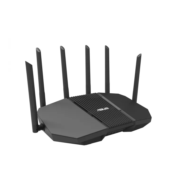 Stalininis maršrutizatorius ASUS RT-BE90U BE9400 AiMesh — Triju juostų Wi‑Fi 7 (2,4/5/6 GHz), 9400 Mbps, 2,5 Gigabit Ethernet, 4× RJ‑45 LAN, USB, juodas