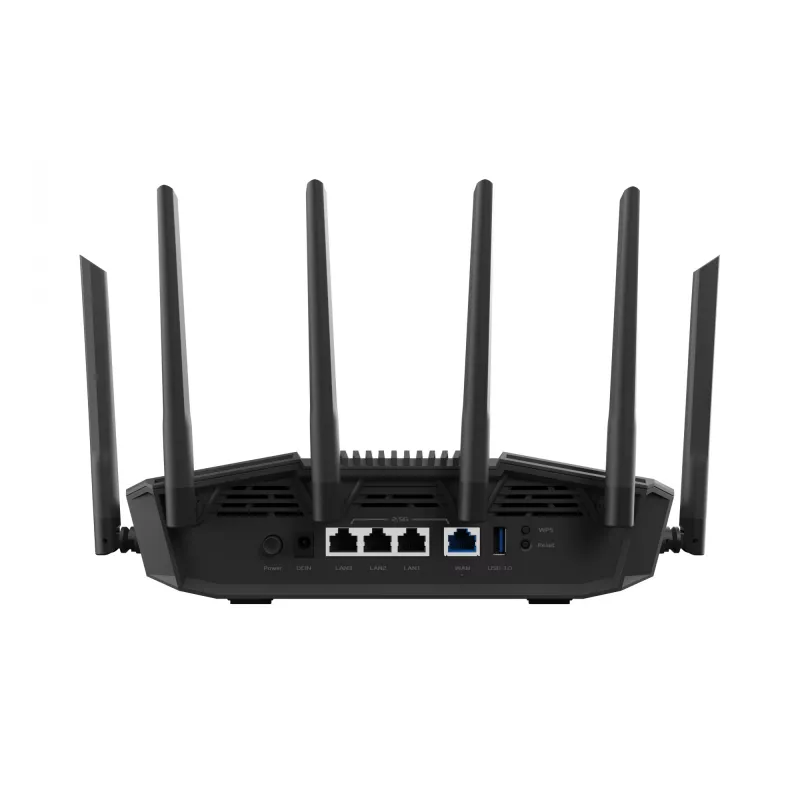 Stalininis maršrutizatorius ASUS RT-BE90U BE9400 AiMesh — Triju juostų Wi‑Fi 7 (2,4/5/6 GHz), 9400 Mbps, 2,5 Gigabit Ethernet, 4× RJ‑45 LAN, USB, juodas