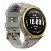 Išmanusis laikrodis Amazfit T-rex 3 Pro 44 mm, 1,32 col. AMOLED 466×466, 16 GB, 64 MB RAM, GPS, Wi‑Fi, atsparus vandeniui 45 m, auksinis korpusas, pilka silikoninė juosta
