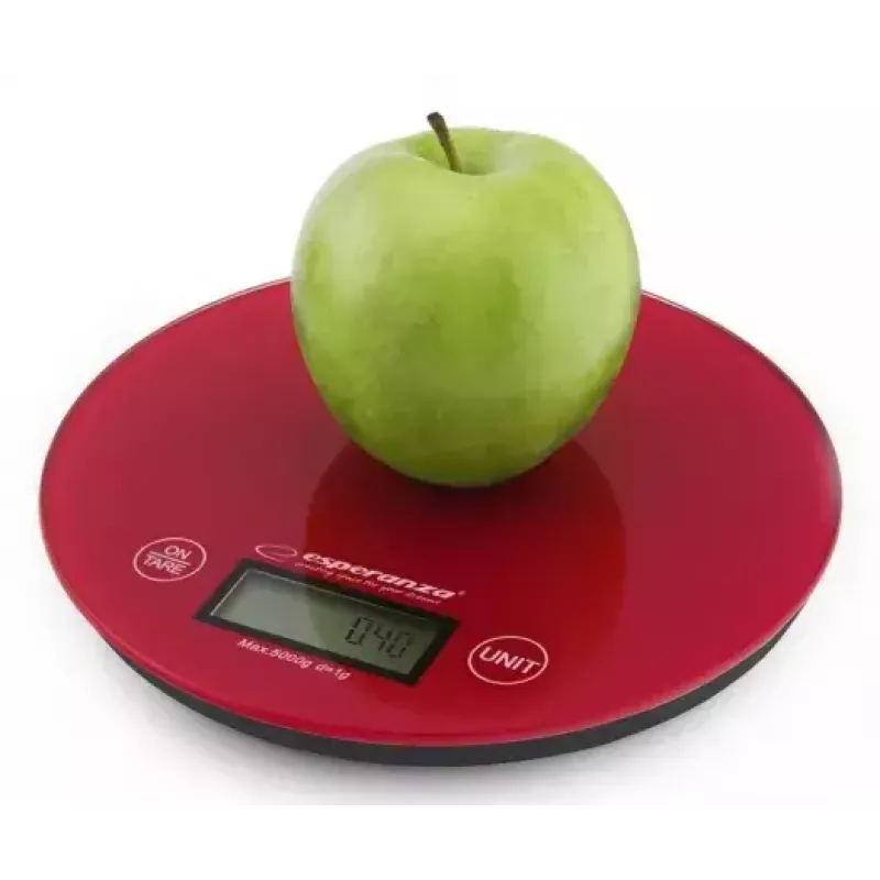 Virtuvinės elektrinės svarstyklės ESPERANZA EKS003R — 5 kg, tara, g/lb/oz, raudonos