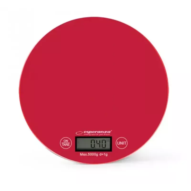 Virtuvinės elektrinės svarstyklės ESPERANZA EKS003R — 5 kg, tara, g/lb/oz, raudonos