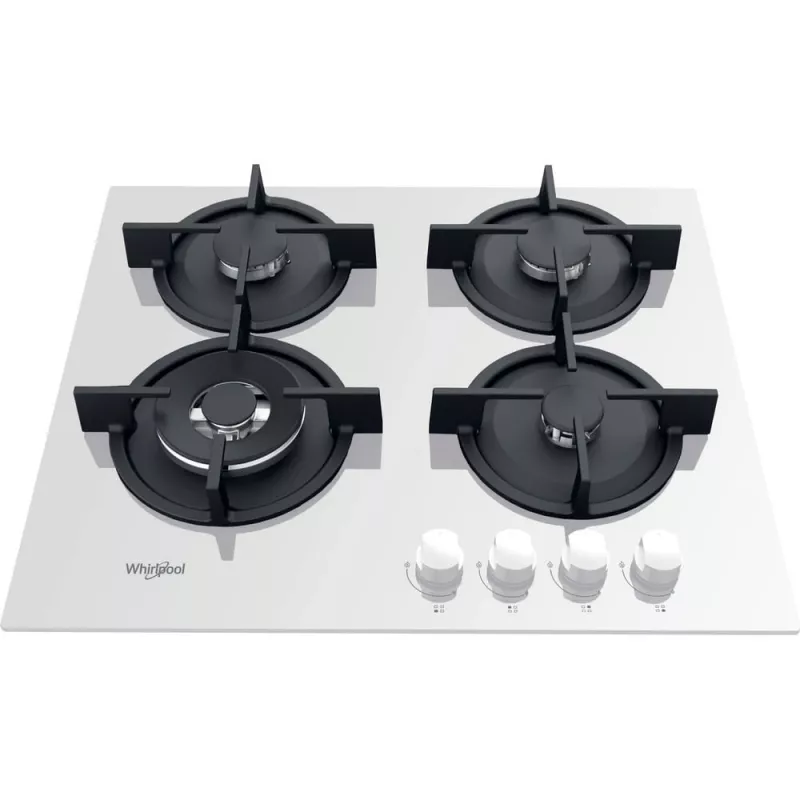 Whirlpool AKT 625/WH įmontuojama dujinė kaitlentė, 60 cm, 4 zonos, juoda/balta
