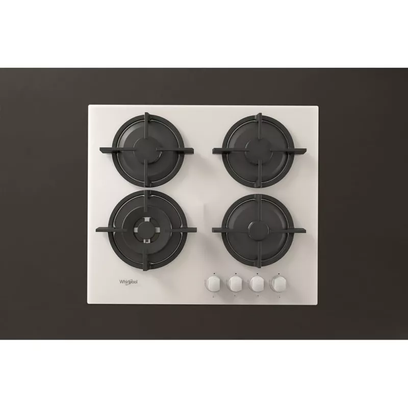 Whirlpool AKT 625/WH įmontuojama dujinė kaitlentė, 60 cm, 4 zonos, juoda/balta