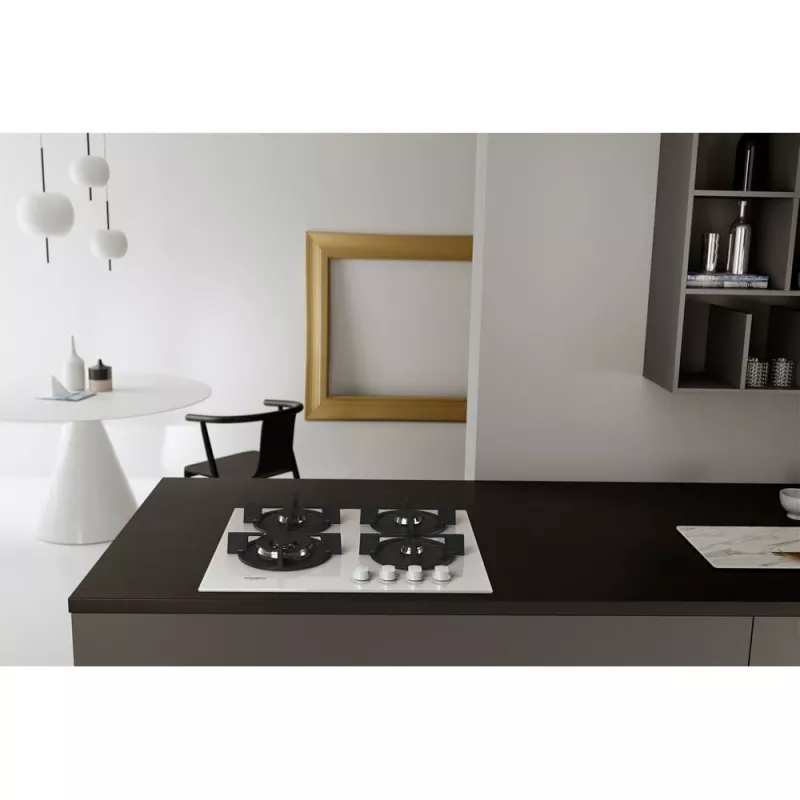 Whirlpool AKT 625/WH įmontuojama dujinė kaitlentė, 60 cm, 4 zonos, juoda/balta