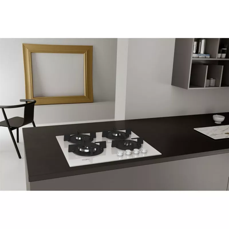 Whirlpool AKT 625/WH įmontuojama dujinė kaitlentė, 60 cm, 4 zonos, juoda/balta