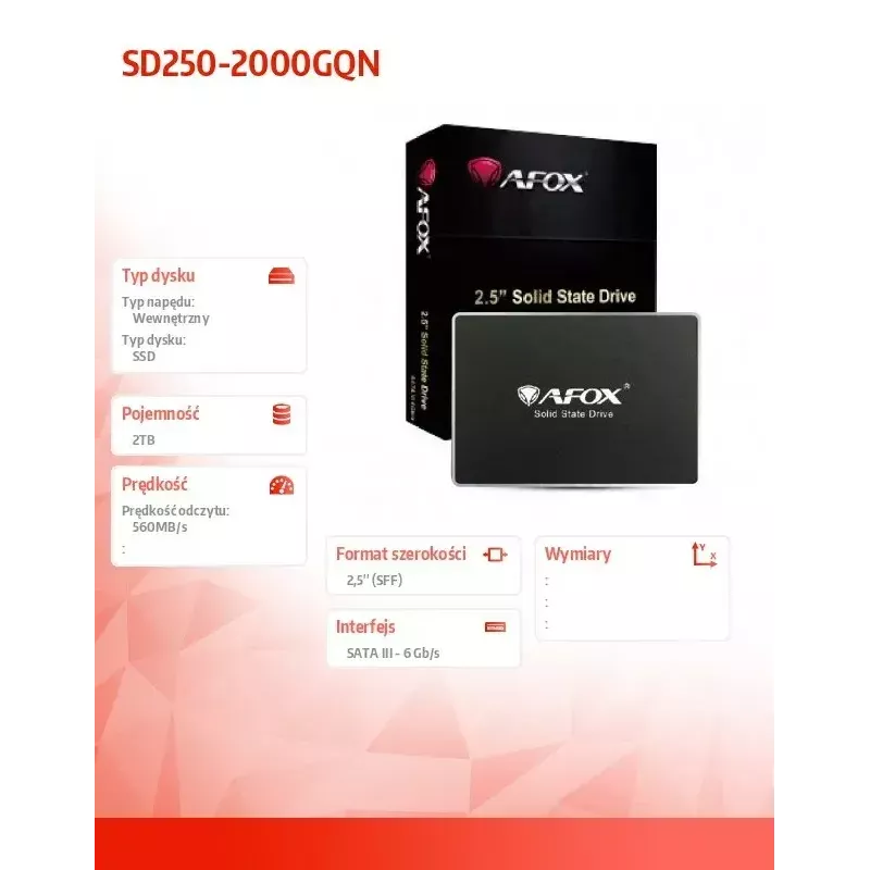 AFOX SD250-2000GQN 2TB 2.5 colio SATA SSD diskas