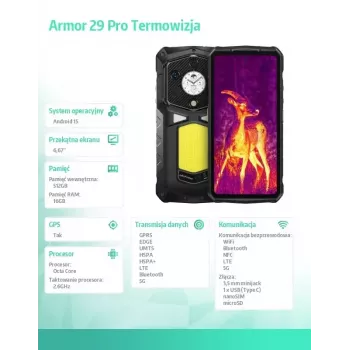 UleFone Armor 29 Pro Thermal 5G 16/512GB atsparus išmanusis telefonas su termovizoriumi