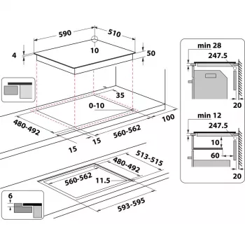 Whirlpool WLB6860NE/S Sidabrinė įmontuojama zoninė indukcinė kaitlentė 4 zonos