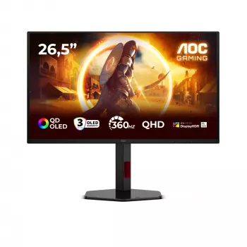 AOC G4 Q27G4SDR kompiuterio monitorius 67,3 cm (26,5 colio) 2560 x 1440 pikselių Quad HD QD-OLED juodas, raudonas