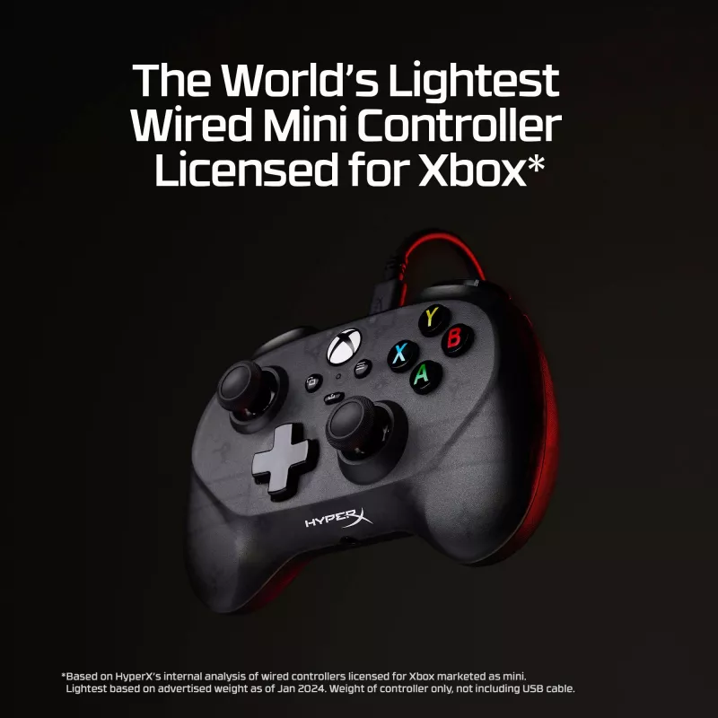 HyperX Clutch Tanto Mini WD žaidimų valdiklis, džoistikas, Xbox, Xbox One, laidinis, USB, juodas, 2,95 m