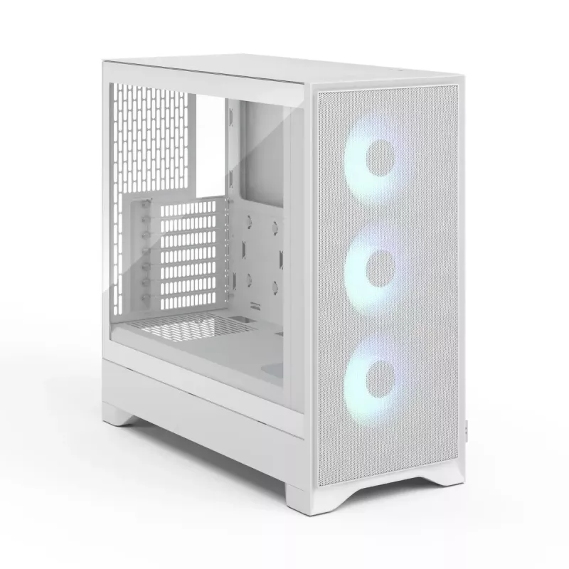 Fractal Design Pop 2 Air White TG RGB Midi Tower korpusas — ATX/Micro‑ATX/Mini‑ITX, grūdintas stiklas, 3x120 mm priekiniai RGB ventiliatoriai